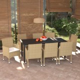 VidaXL Set mobilier de grădină cu perne, 9 piese, bej, poliratan 3094990