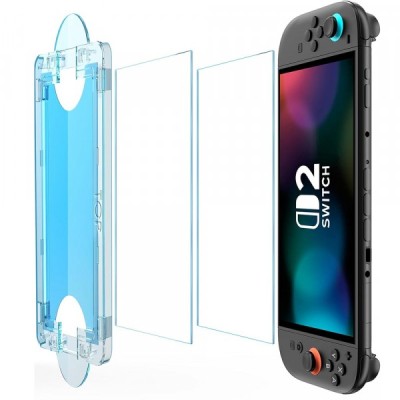 Folie de protectie Ecran Techsuit SwitchAura Applicator pentru Nintendo Switch 2, Sticla Securizata, Full Glue, Set 2 bucati foto