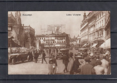 BUCURESTI CALEA VICTORIEI PIATA TEATRULUI AUTOMOBILE DE EPOCA CIRCULA 1932 foto