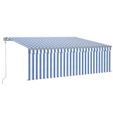 Copertina automata cu stor&amp;senzor vant&amp;LED, albastru&amp;alb, 4x3 m