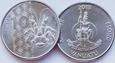 01B13 Vanuatu 10 Vatu 2015 Coconut Crab km 128 UNC foto