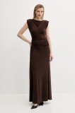 Answear Lab rochie culoarea maro, maxi, dreaptă