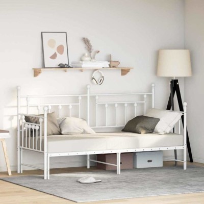 vidaXL Cadru de pat de zi cu headboard Alb 80 x 200 cm Oțel foto