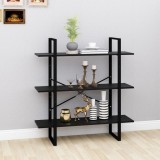 vidaXL Bibliotecă cu 3 rafturi, negru, 100x30x105 cm, lemn masiv pin 806556