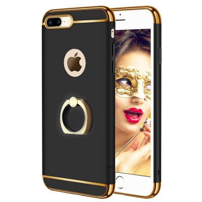 Husa telefon Apple Iphone 8 ofera protectie 3in1 Ultrasubtire Lux Black Matte G Ring foto