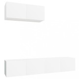 Set comoda TV, 3 piese, alb, lemn prelucrat