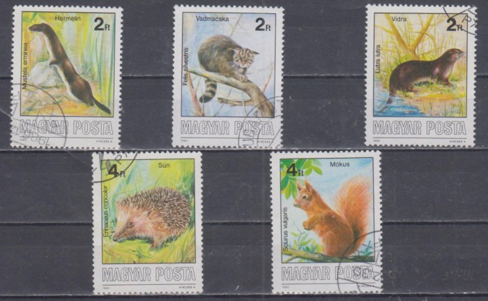 A12 S4 5 - Timbre foarte vechi - Ungaria - animale salbatice