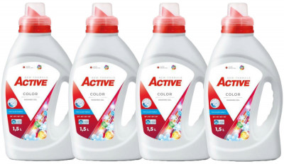 Detergent lichid pentru rufe colorate Active, 4 x 1.5 litri, 120 spalari foto