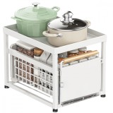 Raft organizator cu 2 sertare, 1 Sertar Glisant, Otel inoxidabil, Suport anti cadere, Pentru bucatarie, Masca chiuveta, Baie, Living, Dulap, Alb, Vers