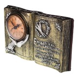 Cumpara ieftin Ceas de Masa Vintage Carte Religioasa Coroana Spini 24cm Rasina Auriu Analogic Quartz