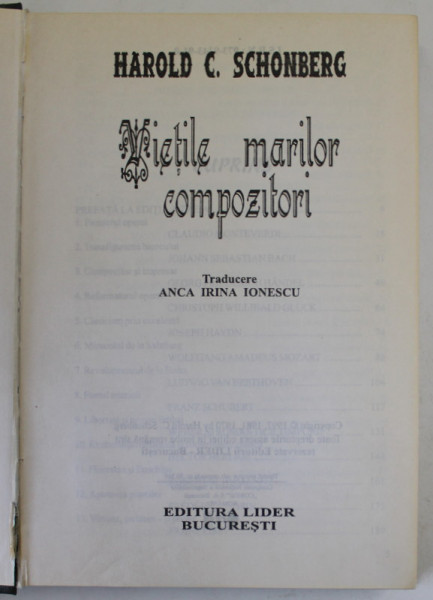 VIETILE MARILOR COMPOZITORI de HAROLD C. SCHONBERG