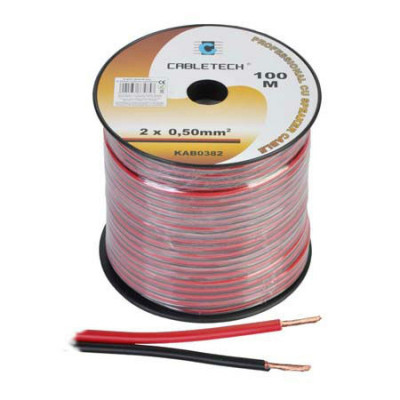Cablu difuzor Cabletech, 0.5 mm, rola 100 m, negru/rosu foto