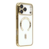 Husa compatibila cu IPhone 17 Pro, ALC MOBILE, pentru telefon mobil cu protectie pentru camera, Tehnologie MagSafe, rezistenta la socuri, contur Gold