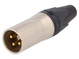 Conector XLR mufă tată PIN 3 drept EMC/EMI - cablu lipire, Neutrik