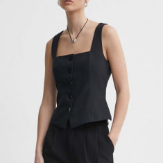 Abercrombie & Fitch vesta culoarea negru, un singur rand de nasturi