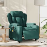VidaXL Fotoliu electric de masaj rabatabil, verde &icirc;nchis, textil