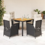 vidaXL Set mobilier de grădină cu perne, 5 piese, negru, poliratan 3213086