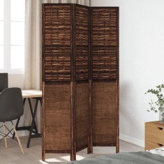 vidaXL Paravan cameră&nbsp;3 panouri, maro &icirc;nchis, lemn masiv paulownia 358703