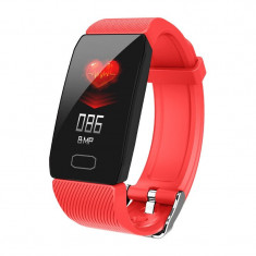 Bratara Fitness Smart Techstar? Q1 Rosu, Monitorizare Cardiaca, Sedentary, Bluetooth, IP65, Ecran IPS foto