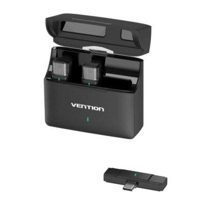 Microfon Lavariera Wireless, Type-C, ANC (set 2) - Vention (NCAB0) - Black foto