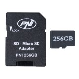 Card Memorie PNI 256GB MicroSDXC, UHS-I U3, V30, Clasa 10, Adaptor SD, Viteza Citire 80 MB/s