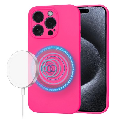 Husa silicon iPhone 15 Pro Techsuit SoftFlex MagSafe, fucsia foto
