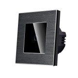 Intrerupator touch simplu cu indicator luminos, Luxion LX-ST-101A-B, incastrat, rama din aluminiu inclusa, negru