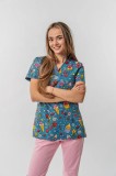 Bluză medicală Ana imprimeu 94 - Dulciuri XXL