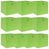 Cutii depozitare, 10 buc., verde, 32x32x32 cm, textil