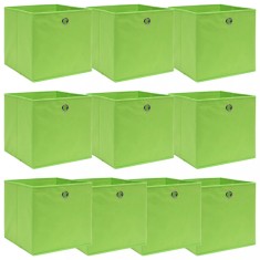 vidaXL Cutii depozitare, 10 buc., verde, 32x32x32 cm, textil