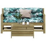 Gossi set mobilier de gradina cu perne, 3 piese, lemn de pin tratat