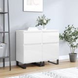 Servante, 2 buc., alb extralucios, 40x35x70 cm, lemn prelucrat