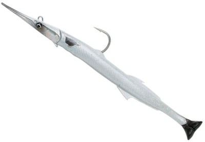 Swimbait SAVAGE GEAR 3D Soft Lures Kit Pre Riggeds Needlefish Pulse Tail, Pearl White Silver, 26g, 18g, 1bu foto