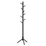 Cuier Scandinav Lemn Negru, Artool, 8 C&acirc;rlige, 47x47x175 cm. Suport Haine, Paltoane, Hol, Lemn Masiv
