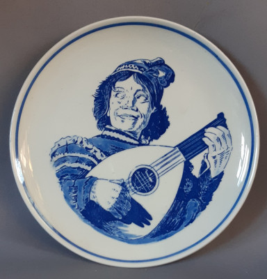 Cantaretul din lauta de Frans Hals - farfurie decorativa Delft, Royal G Olanda foto