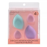 Bureți Machiaj, Set 4 Bucăți, Formă Picături, Multicolor, Dimensiuni Variație, Oem