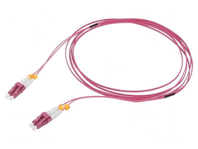 Patch cord cu fibră OM4 LC/UPC, 5m, roz