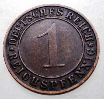 B.300 GERMANIA WEIMAR 1 REICHSPFENNIG 1936 D foto