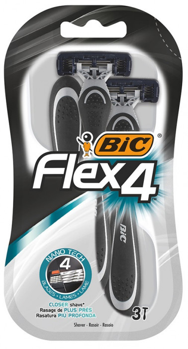 Bic Aparat De Ras Dispozabil Pentru Barbati Flex4 Cu 4 Lame Pachet 3 Bucati 617766