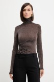 Simona Corsellini pulover culoarea maro, light, cu guler, A25CPMG00801