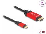 Cablu USB type C la HDMI (DP Alt Mode) 8K60Hz/4K240Hz T-T HDR 2m, Delock 80096