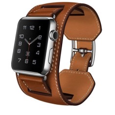 Curea iUni compatibila cu Apple Watch Ultra/SE/8/7/6/5/4/3/2/1, 40mm, Cuff, Piele, Maro