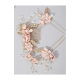 Cumpara ieftin Accesorii de Par cu Perle si Strasuri, Pieptene &amp; Agrafe 8-14cm Roz-Auriu, - 24982