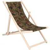 Sezlong pliabil din lemn de fag, autoasamblare, 120kg, camuflaj Household NewTrend