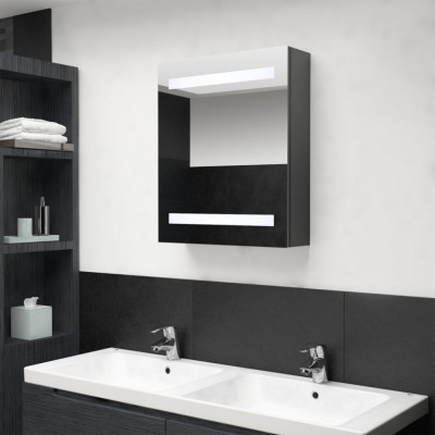 vidaXL Dulap de baie cu oglindă și LED-uri, gri, 50x14x60 cm foto