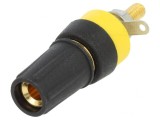 Soclu banană negru aurit 4mm 15A 250VDC pe panou, CLIFF