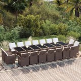 vidaXL Set mobilier de grădină cu perne, 19 piese, maro, poliratan 3095648