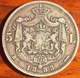 CAROL I REGE AL ROMANIEI, 5 LEI 1883*(6 stele si romb la coroana)/PATINA DEOSEBITA/SE VINDE MONEDA DIN POZE/ LIVRARE IN CARTONAS !