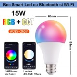 Bec RGBW-CCT Smart E27 cu Bluetooth - Wifi si APP