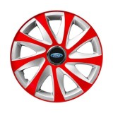 Set 4 capace roti 14 inchi R14 Drift Rosu-Gri, Compatibil cu Ford